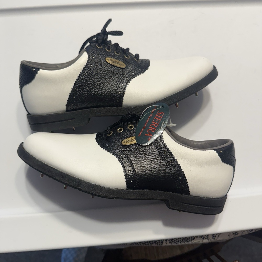 FootJoy Soft-Joys Sierra 98709 Women's Black White Saddle Golf Shoes Size 8N NWT